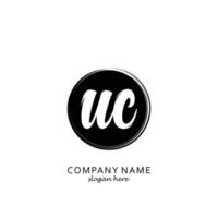 Initial UC with black circle brush logo template vector