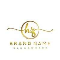 Initial HZ beauty monogram and elegant logo design, handwriting logo of initial signature, wedding, fashion, floral and botanical with creative template. vector