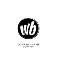 Initial WB with black circle brush logo template vector