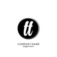 Initial TT with black circle brush logo template vector