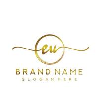 Initial EU beauty monogram and elegant logo design, handwriting logo of initial signature, wedding, fashion, floral and botanical with creative template. vector