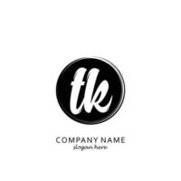 Initial TK with black circle brush logo template vector