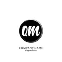 Initial QM with black circle brush logo template vector