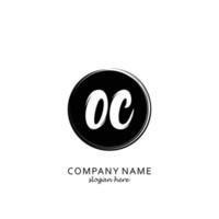 Initial OC with black circle brush logo template vector