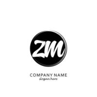 Initial ZM with black circle brush logo template vector