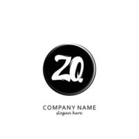 Initial ZQ with black circle brush logo template vector