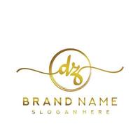 Initial DZ beauty monogram and elegant logo design, handwriting logo of initial signature, wedding, fashion, floral and botanical with creative template. vector