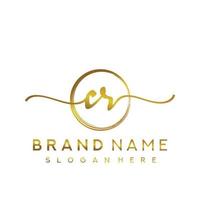 Initial CR beauty monogram and elegant logo design, handwriting logo of initial signature, wedding, fashion, floral and botanical with creative template. vector