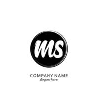 Initial MS with black circle brush logo template vector