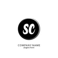 Initial SC with black circle brush logo template vector