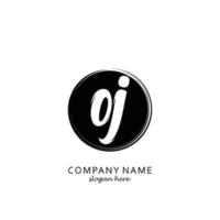 Initial OJ with black circle brush logo template vector