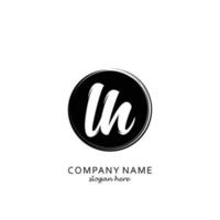 Initial LH with black circle brush logo template vector