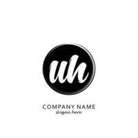 Initial UH with black circle brush logo template vector