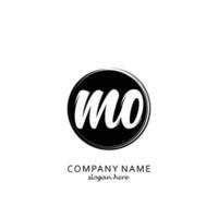 Initial MO with black circle brush logo template vector