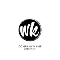 Initial WK with black circle brush logo template vector