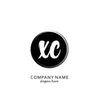 Initial XC with black circle brush logo template vector