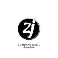 Initial ZJ with black circle brush logo template vector