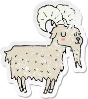 distressed sticker of a cartoon goat vector