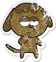 distressed sticker of a cartoon tired dog vector