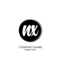 Initial NX with black circle brush logo template vector