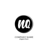 Initial NQ with black circle brush logo template vector