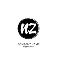 Initial NZ with black circle brush logo template vector