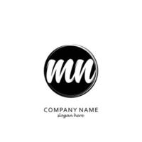 Initial MN with black circle brush logo template vector