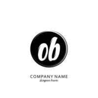 Initial OB with black circle brush logo template vector