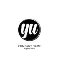 Initial YU with black circle brush logo template vector