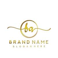 Initial BA  beauty monogram and elegant logo design, handwriting logo of initial signature, wedding, fashion, floral and botanical with creative template. vector