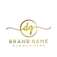 Initial DG beauty monogram and elegant logo design, handwriting logo of initial signature, wedding, fashion, floral and botanical with creative template. vector