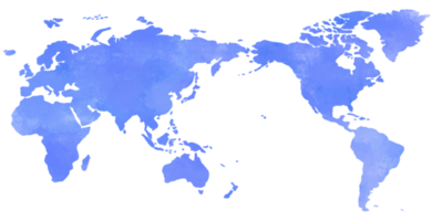 peinture colorée de carte du monde de couleur d'eau sur le fond blanc. png