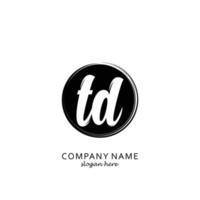 Initial TD with black circle brush logo template vector