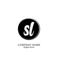 Initial SL with black circle brush logo template vector