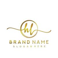 Initial HL beauty monogram and elegant logo design, handwriting logo of initial signature, wedding, fashion, floral and botanical with creative template. vector