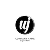 Initial UJ with black circle brush logo template vector