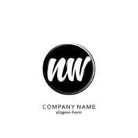 Initial NW with black circle brush logo template vector