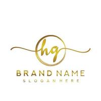 Initial HG beauty monogram and elegant logo design, handwriting logo of initial signature, wedding, fashion, floral and botanical with creative template. vector