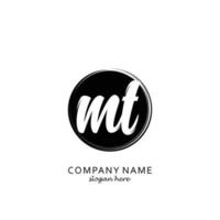Initial MT with black circle brush logo template vector
