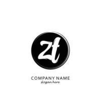 Initial ZT with black circle brush logo template vector