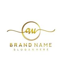 Initial AU beauty monogram and elegant logo design, handwriting logo of initial signature, wedding, fashion, floral and botanical with creative template. vector
