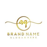 Initial AQ beauty monogram and elegant logo design, handwriting logo of initial signature, wedding, fashion, floral and botanical with creative template. vector