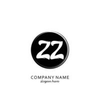 Initial ZZ with black circle brush logo template vector