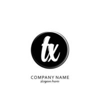 Initial TX with black circle brush logo template vector