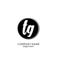 Initial TG with black circle brush logo template vector