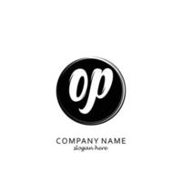 Initial OP with black circle brush logo template vector