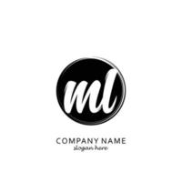 Initial ML with black circle brush logo template vector