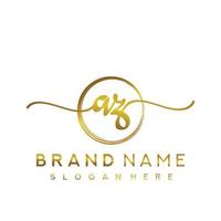 Initial AZ beauty monogram and elegant logo design, handwriting logo of initial signature, wedding, fashion, floral and botanical with creative template. vector