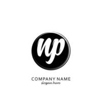 Initial NP with black circle brush logo template vector