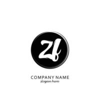 Initial ZF with black circle brush logo template vector